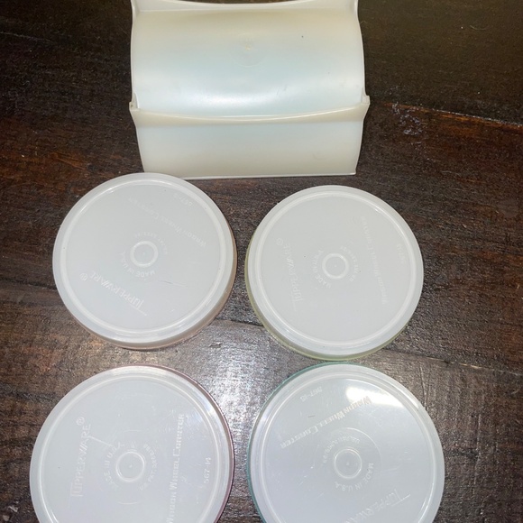 5 PC Tupperware Wagon Wheel Multi Color Drink Coaster Set Mid Century 1970's - Picture 3 of 3